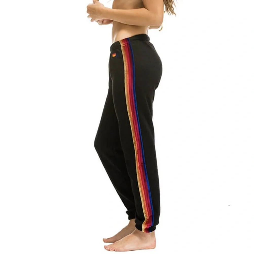 NEW Aviator Nation Classic Velvet Stripes Women's Sweatpants Gray Sz M NWOT